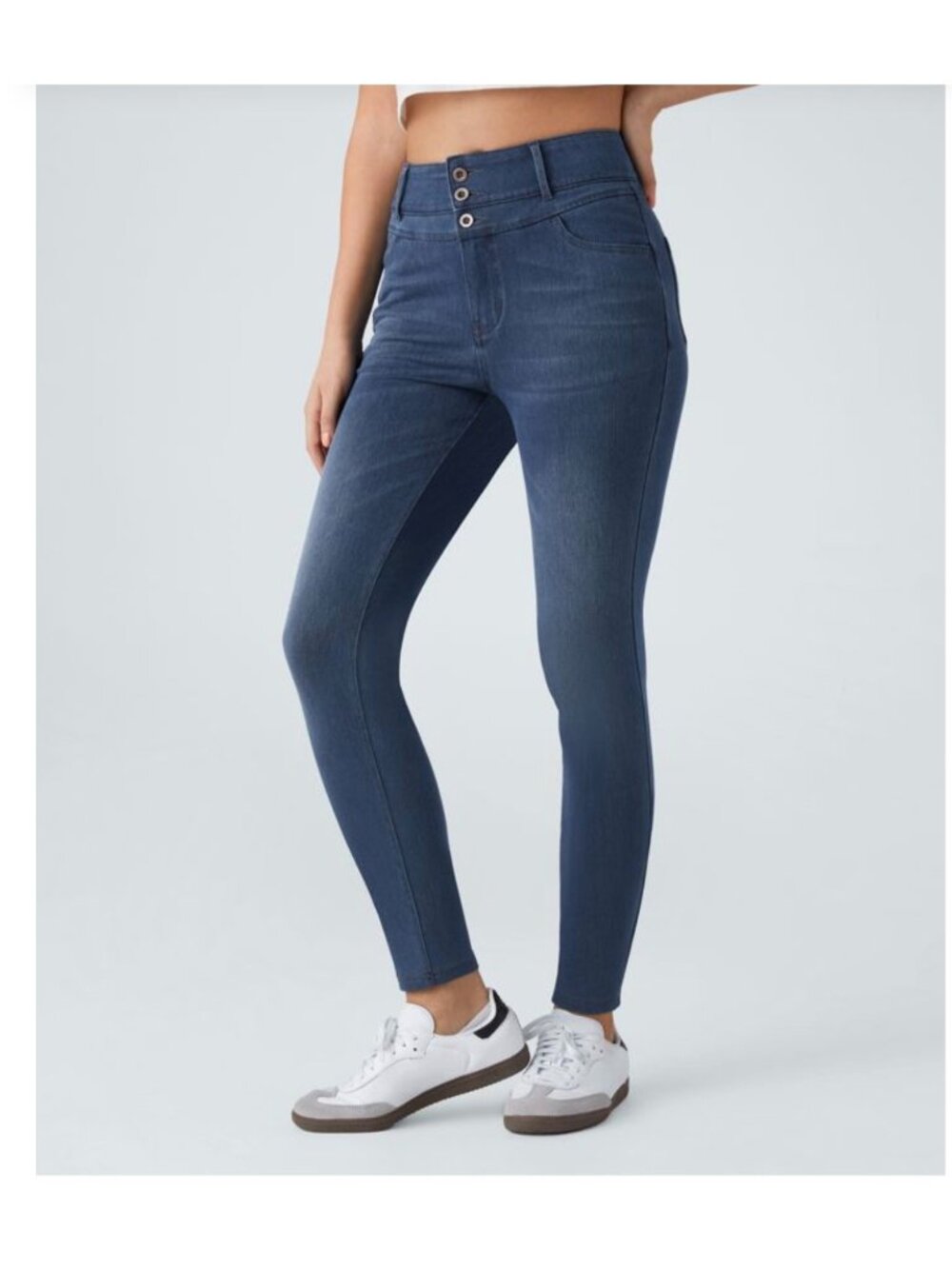 Halara S Womens High-Waist Stretch Skinny Jeans With Button Detail - Size S - Bl